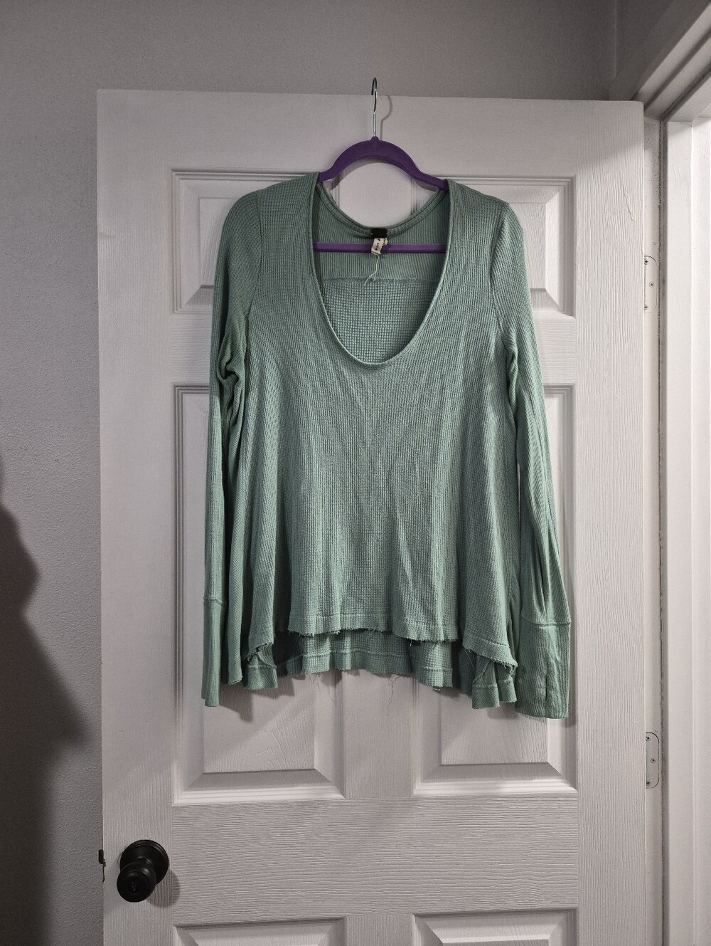 Free People Mint Green Long-Sleeve Scoop Neck Top